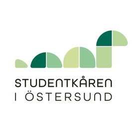 Studentkårens logotyp, två storsjöodjur kring en jordglob med jämtlandsflaggan i topp 